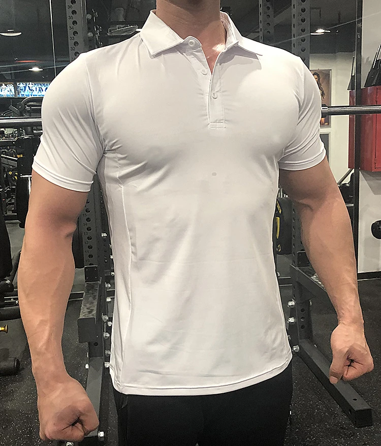 Summer Men Polo T-shirt Gym Running Training Fitness Bodybuilding Casual Sport Top Quality Cotton Short Sleeve Male Tops Tees