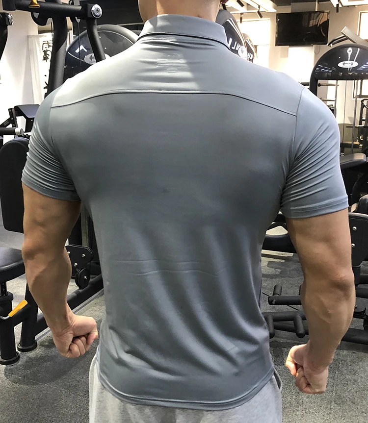 Summer Men Polo T-shirt Gym Running Training Fitness Bodybuilding Casual Sport Top Quality Cotton Short Sleeve Male Tops Tees