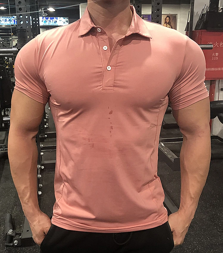 Summer Men Polo T-shirt Gym Running Training Fitness Bodybuilding Casual Sport Top Quality Cotton Short Sleeve Male Tops Tees