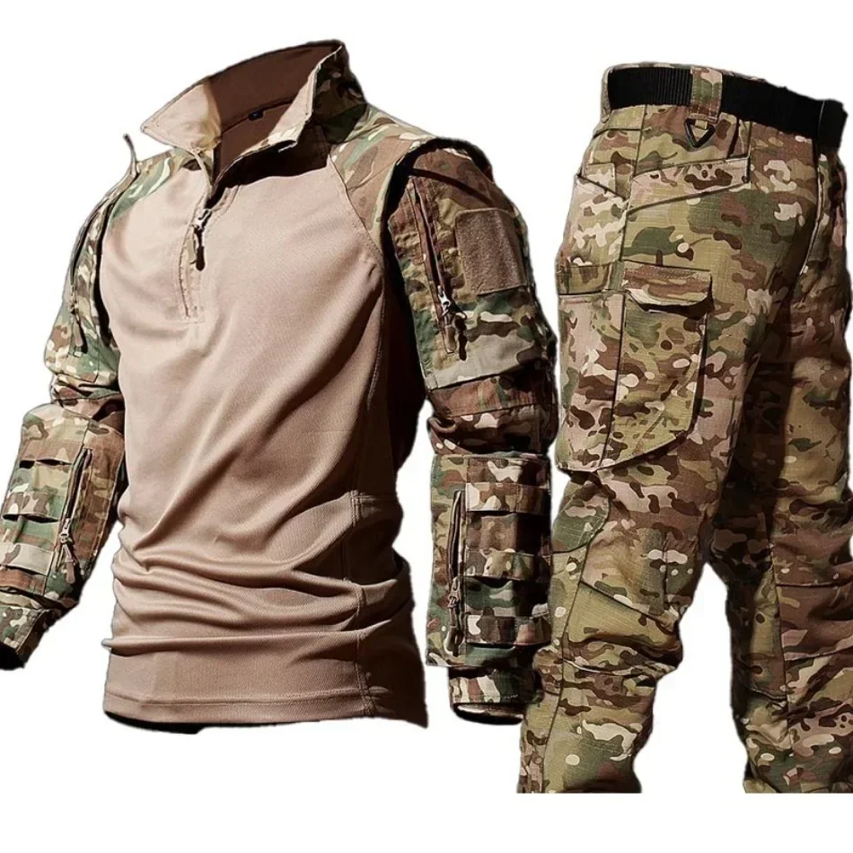 Camo Tactical Suits Training Sets MCBK Army Multicam Combat Uniforms Workwear Pants Men Trainning Hunting Clothes Wear-resisting
