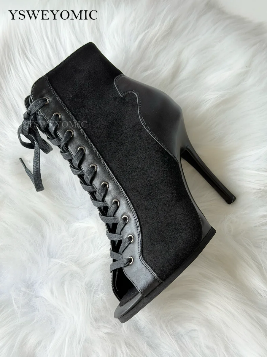 9.5cm & 11cm Platform Dance Heels In Stock PU Leather Stable Latin Ballroom Dance Shoes Rubber Sole Indoor Outdoor Dance Heels