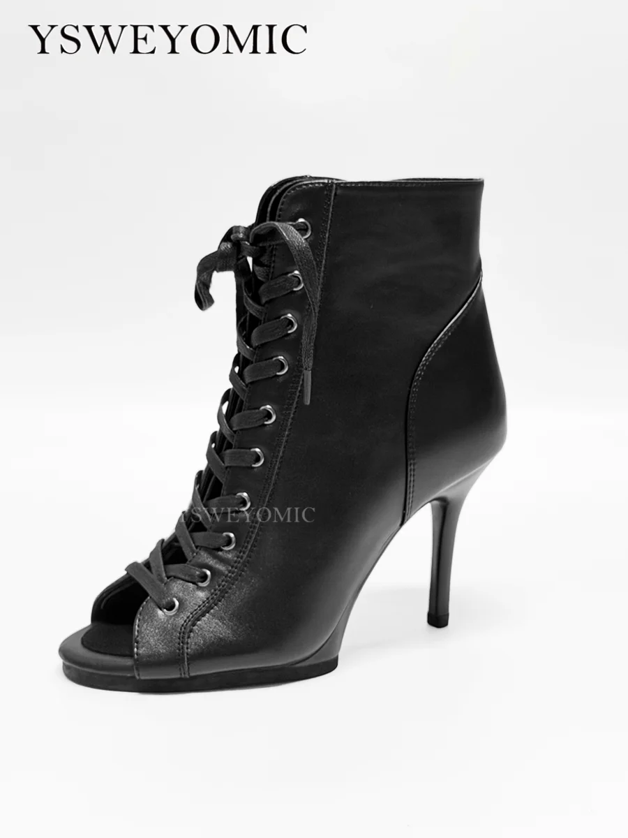 9.5cm & 11cm Platform Dance Heels In Stock PU Leather Stable Latin Ballroom Dance Shoes Rubber Sole Indoor Outdoor Dance Heels