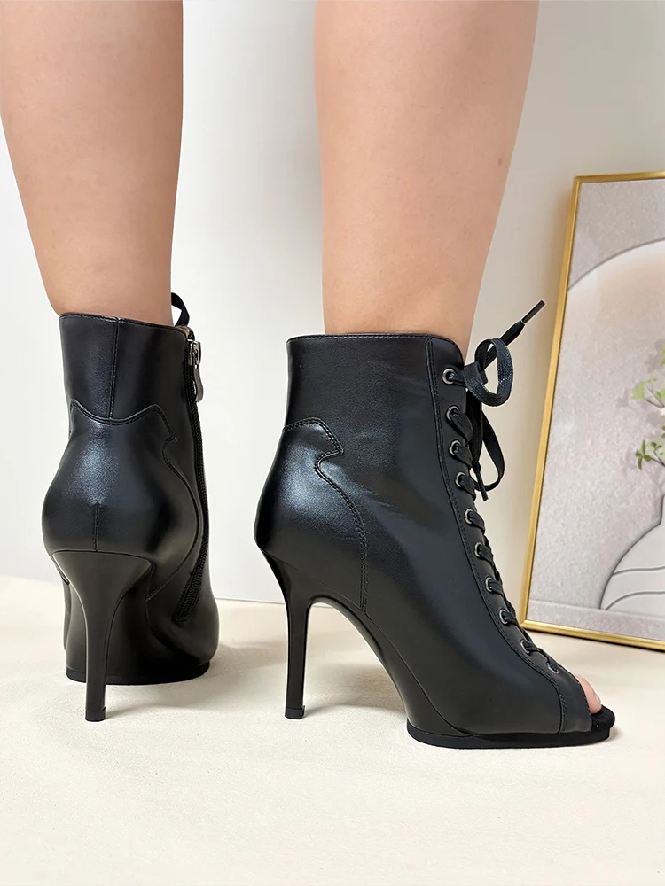 9.5cm & 11cm Platform Dance Heels In Stock PU Leather Stable Latin Ballroom Dance Shoes Rubber Sole Indoor Outdoor Dance Heels