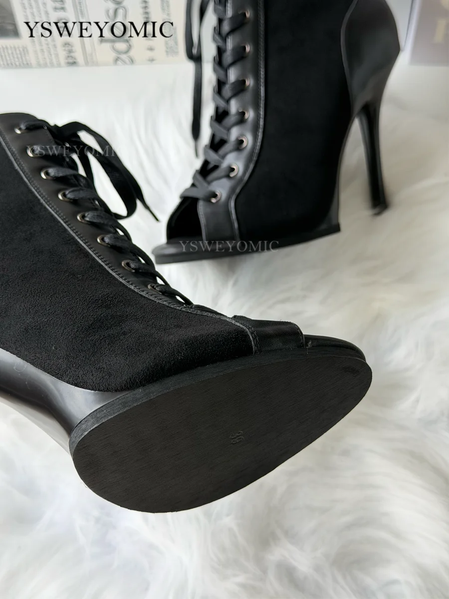 9.5cm & 11cm Platform Dance Heels In Stock PU Leather Stable Latin Ballroom Dance Shoes Rubber Sole Indoor Outdoor Dance Heels