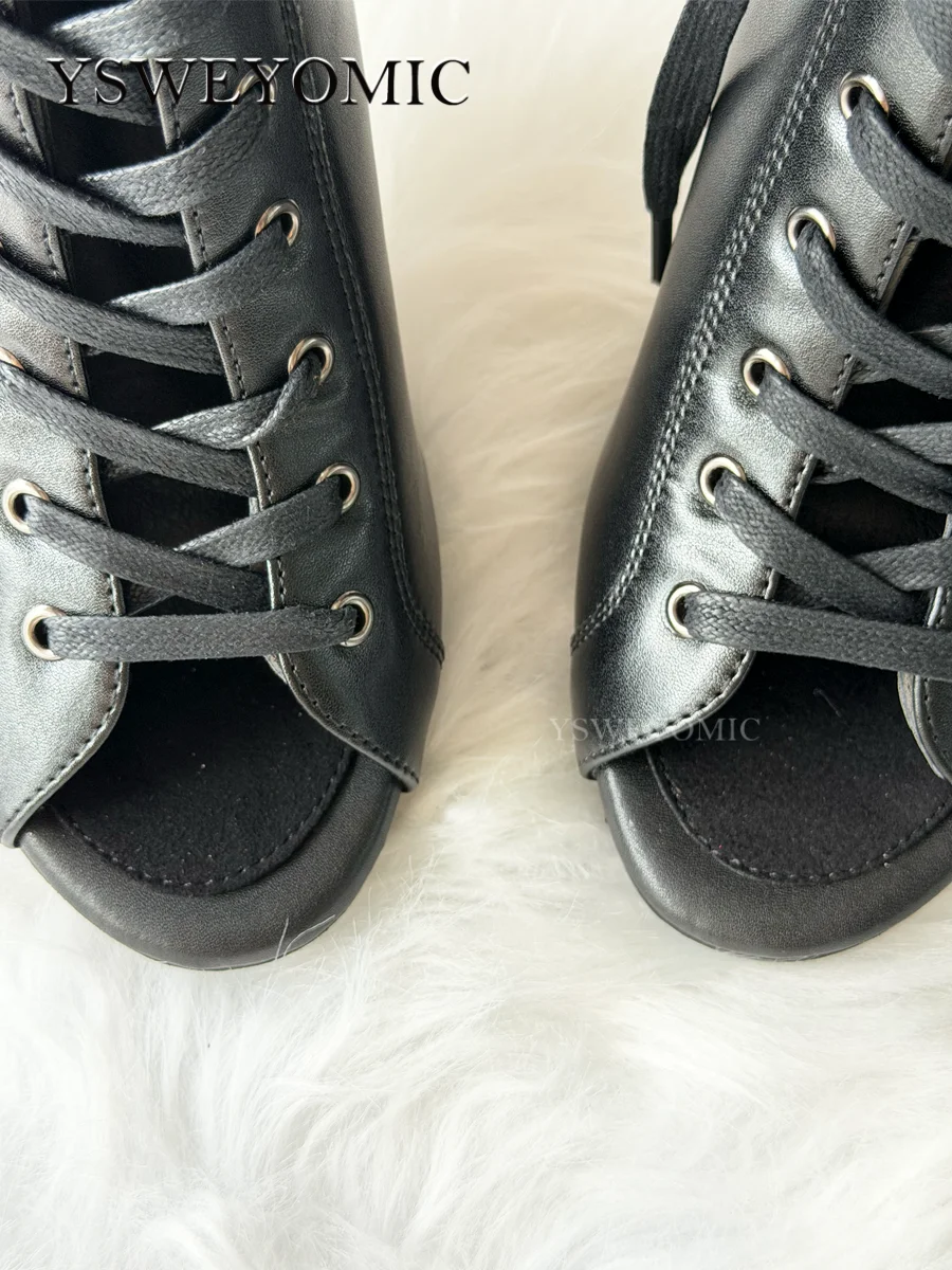 9.5cm & 11cm Platform Dance Heels In Stock PU Leather Stable Latin Ballroom Dance Shoes Rubber Sole Indoor Outdoor Dance Heels