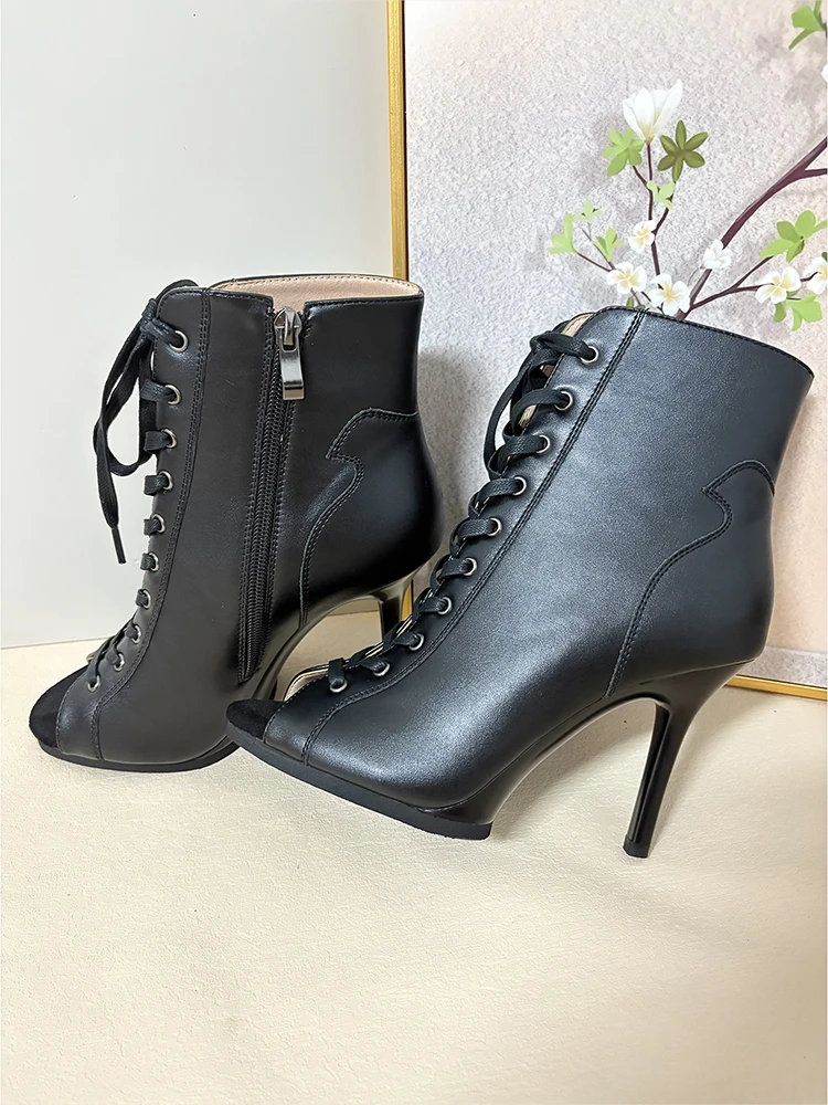 9.5cm & 11cm Platform Dance Heels In Stock PU Leather Stable Latin Ballroom Dance Shoes Rubber Sole Indoor Outdoor Dance Heels