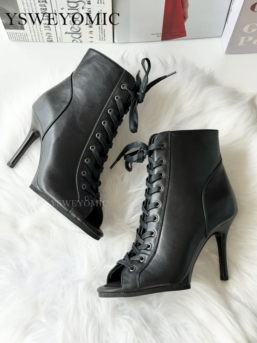 9.5cm & 11cm Platform Dance Heels In Stock PU Leather Stable Latin Ballroom Dance Shoes Rubber Sole Indoor Outdoor Dance Heels