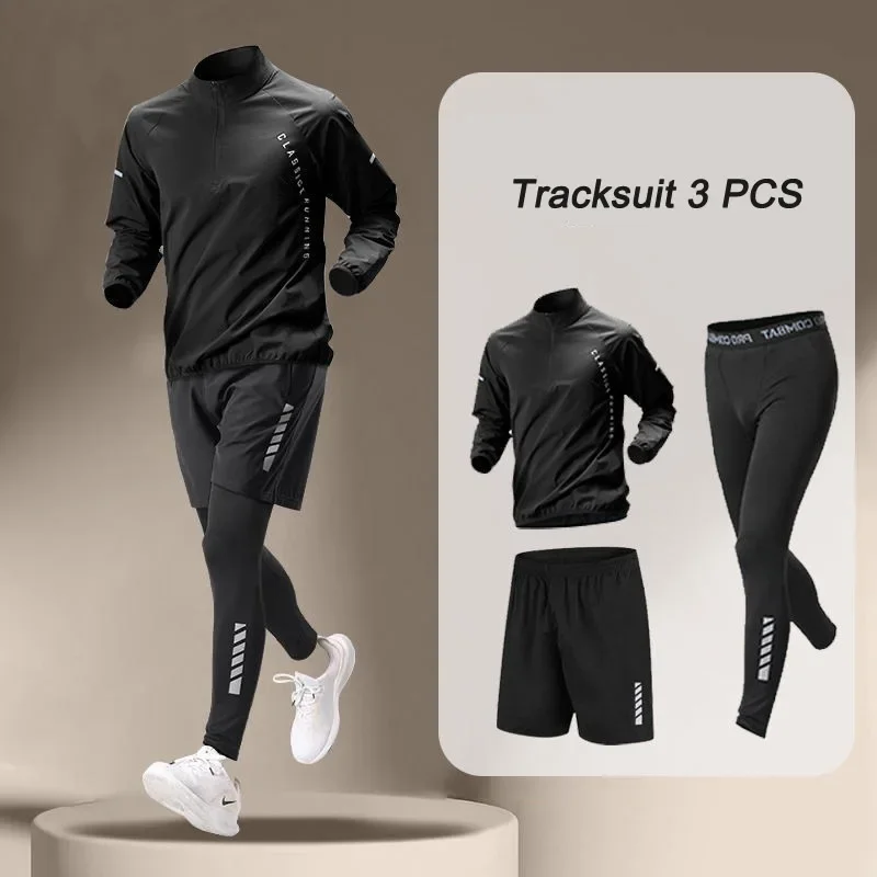 1-3 outdoor men's lightweight quick drying jacket set, fitness running set, sports jogging pants, exercise equipment