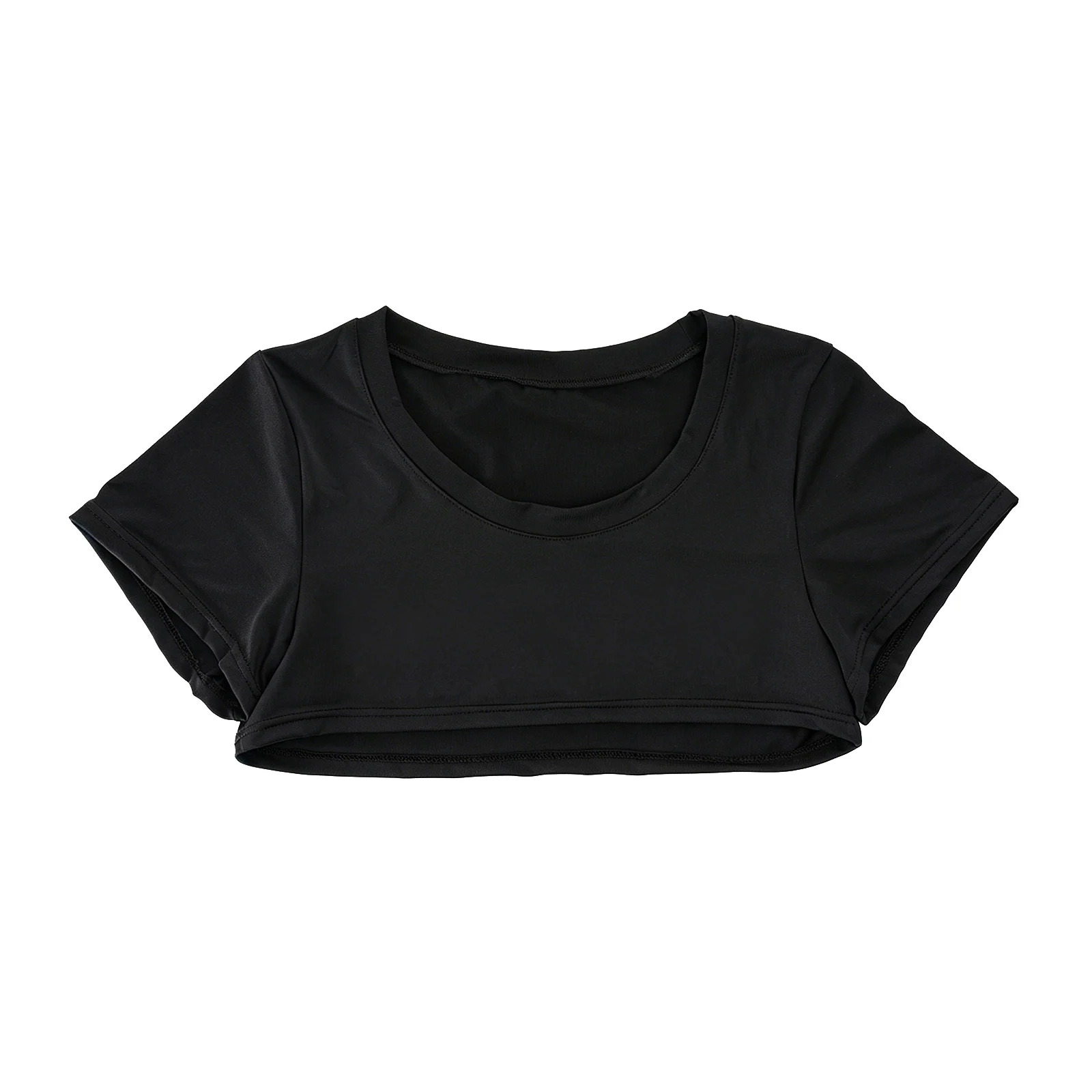 Black Crop Top Short Sleeve Men Half Tops Slim Fit Muscle Athletic Workout Gym Sport T-Shirt Training Running Cropped TShirt