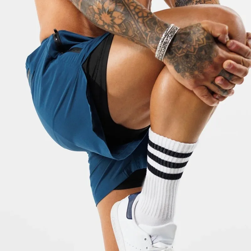 New Summer Casual Trend Men Shorts Quick-drying Sports Shorts Outdoor Running Zipper Pocket Breathable Double-layer Shorts Men