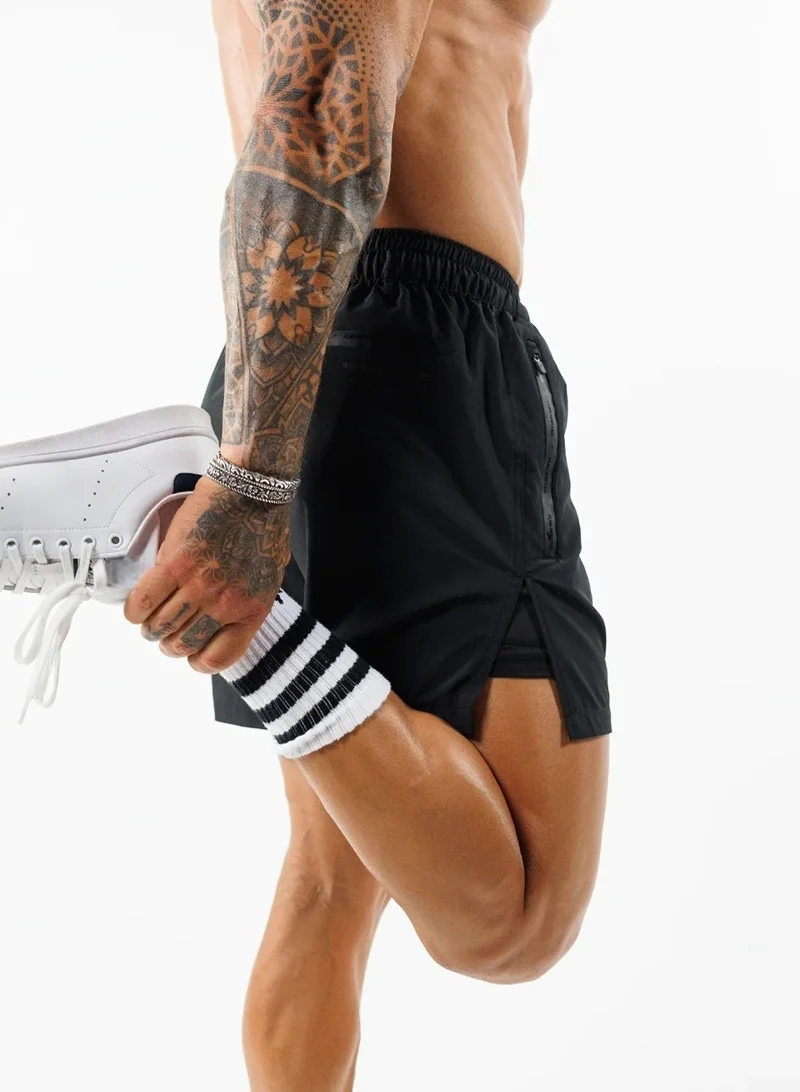 New Summer Casual Trend Men Shorts Quick-drying Sports Shorts Outdoor Running Zipper Pocket Breathable Double-layer Shorts Men