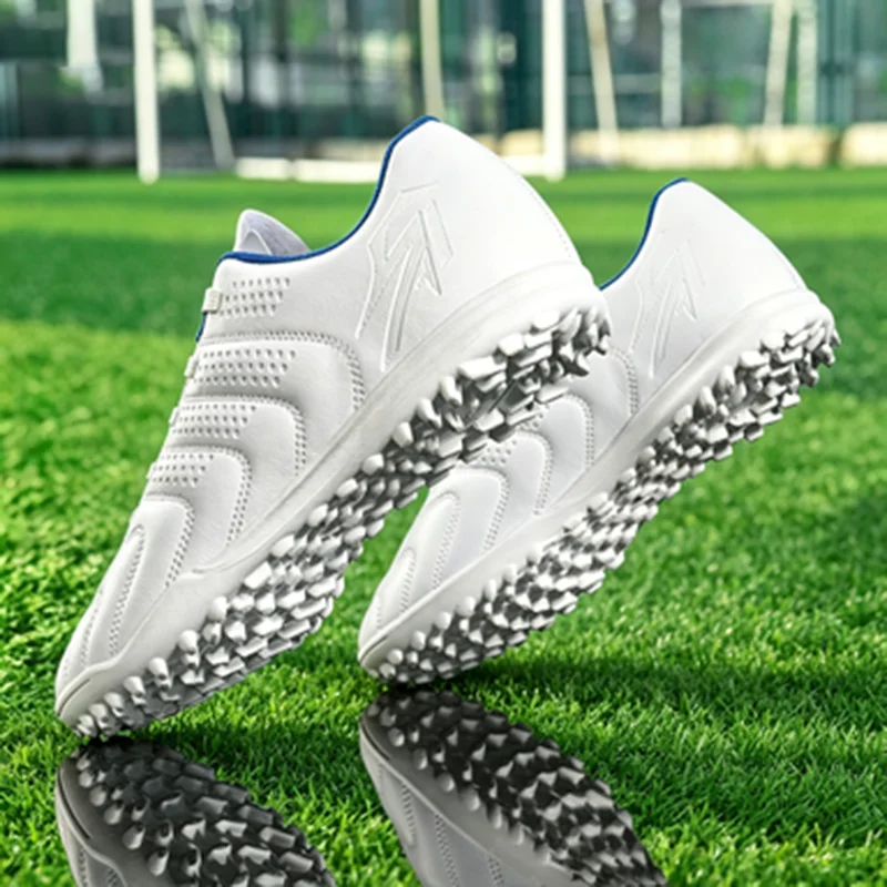 Unisex Adult TF Soccer Shoes PU Breathable Woven Fabric Rubber Dense Stud Anti-slip Wear-resistant Artificial Turf Daily Trainin