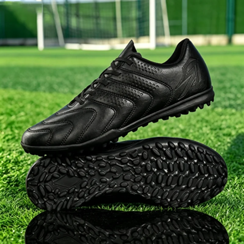 Unisex Adult TF Soccer Shoes PU Breathable Woven Fabric Rubber Dense Stud Anti-slip Wear-resistant Artificial Turf Daily Trainin
