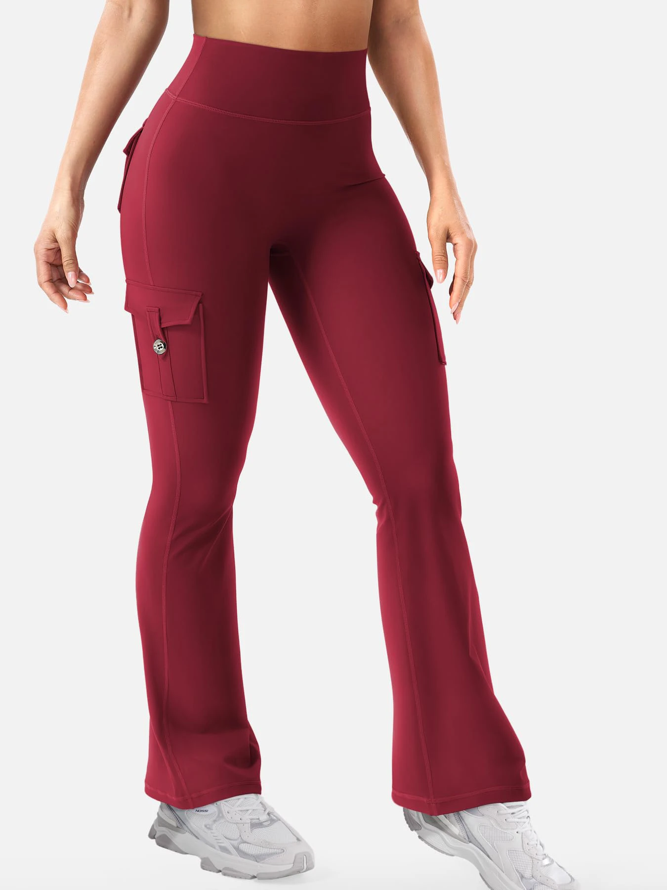 Essential Women's Fitness Pants: High-Waisted Flared Workout Pants with Pockets, Shaping and Tummy-Control Fitness Pants.