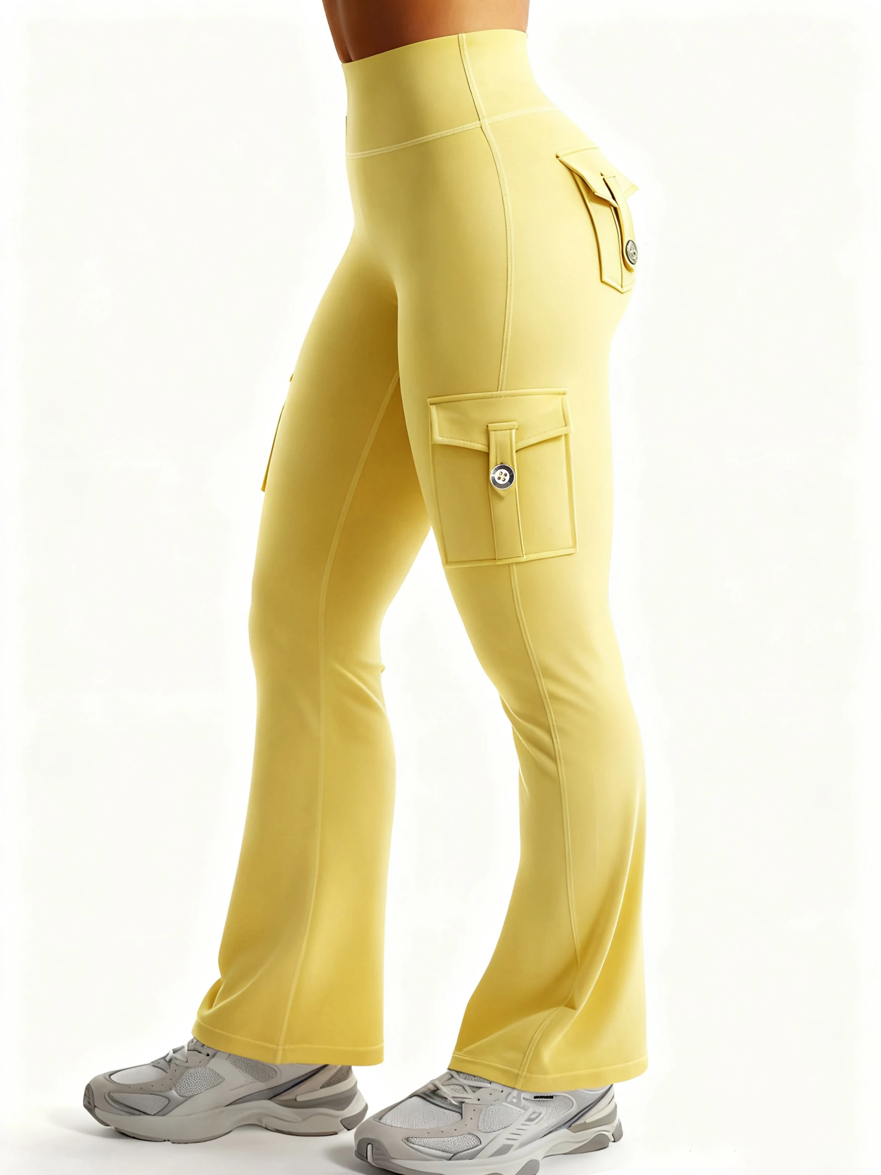 Essential Women's Fitness Pants: High-Waisted Flared Workout Pants with Pockets, Shaping and Tummy-Control Fitness Pants.