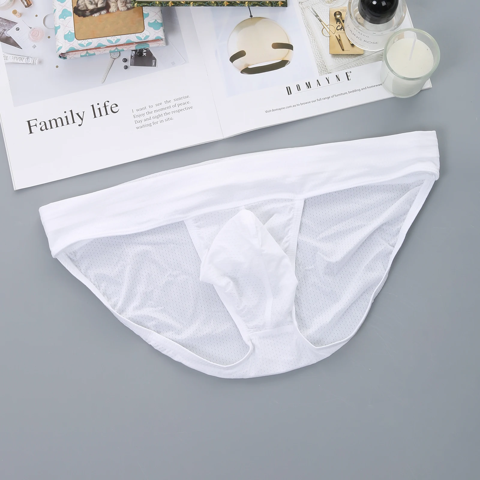 Men Gym Briefs Big Pouch Underwear Man Sport Exercise Athletic Underpants Fitness High-Cut Wide Waistband Comfy Bodybuilding