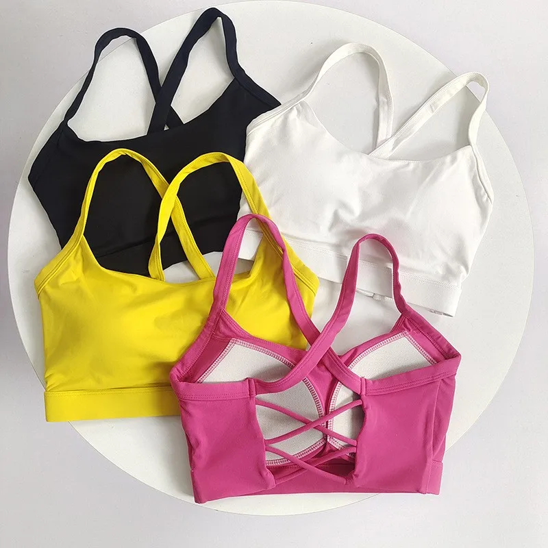 Women's Crisscross Racerback Sports Bra - Built-in Cups, High Support, Moisture-Wicking for Yoga Pilates Fitness Training