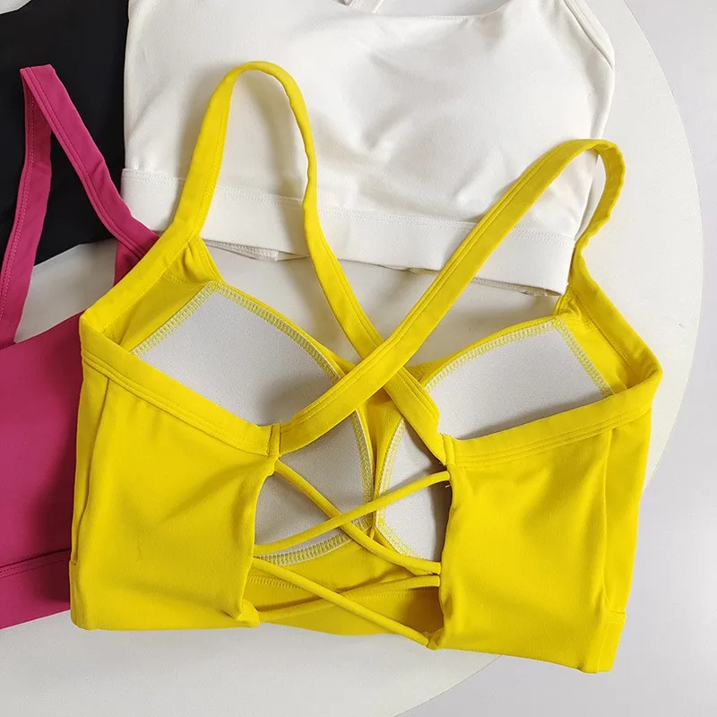 Women's Crisscross Racerback Sports Bra - Built-in Cups, High Support, Moisture-Wicking for Yoga Pilates Fitness Training