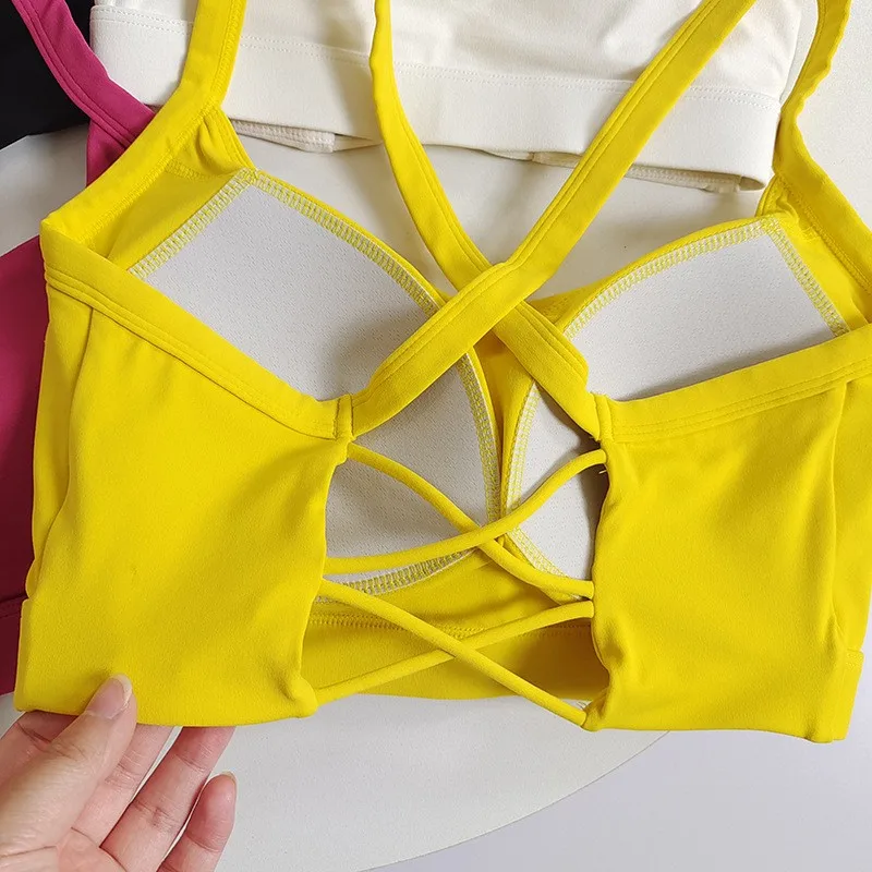 Women's Crisscross Racerback Sports Bra - Built-in Cups, High Support, Moisture-Wicking for Yoga Pilates Fitness Training