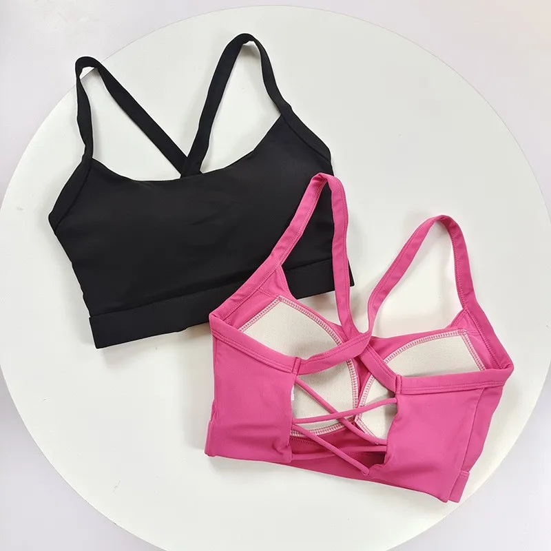Women's Crisscross Racerback Sports Bra - Built-in Cups, High Support, Moisture-Wicking for Yoga Pilates Fitness Training