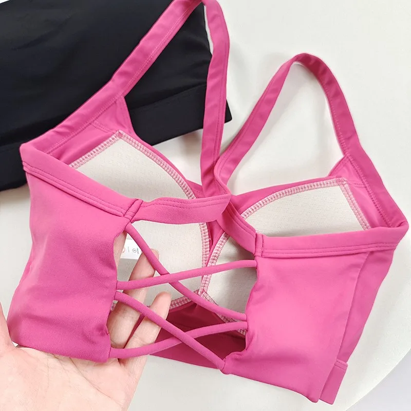 Women's Crisscross Racerback Sports Bra - Built-in Cups, High Support, Moisture-Wicking for Yoga Pilates Fitness Training