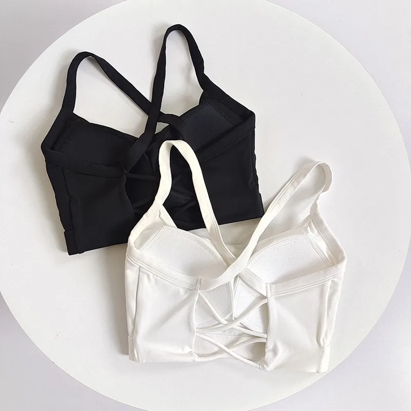 Women's Crisscross Racerback Sports Bra - Built-in Cups, High Support, Moisture-Wicking for Yoga Pilates Fitness Training