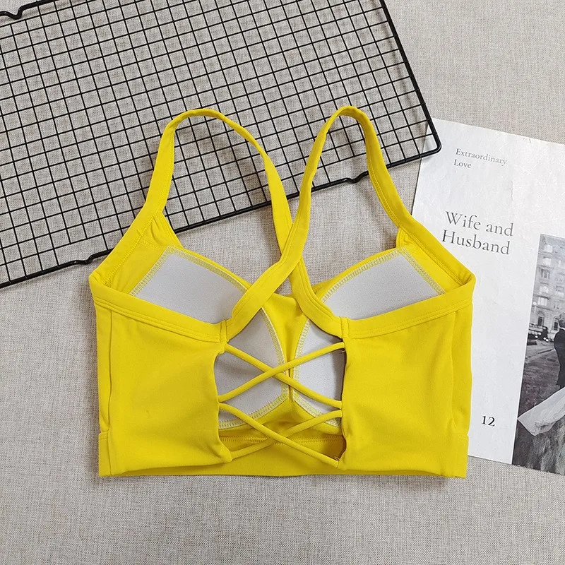 Women's Crisscross Racerback Sports Bra - Built-in Cups, High Support, Moisture-Wicking for Yoga Pilates Fitness Training