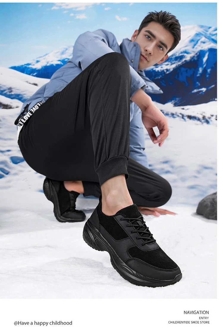 Winter Wide Head Men's Sneakers Unisex Barefoot Comfortable Big Size Warm Casual Shoes Non-slip Hiking Shoes Minimalist Shoes