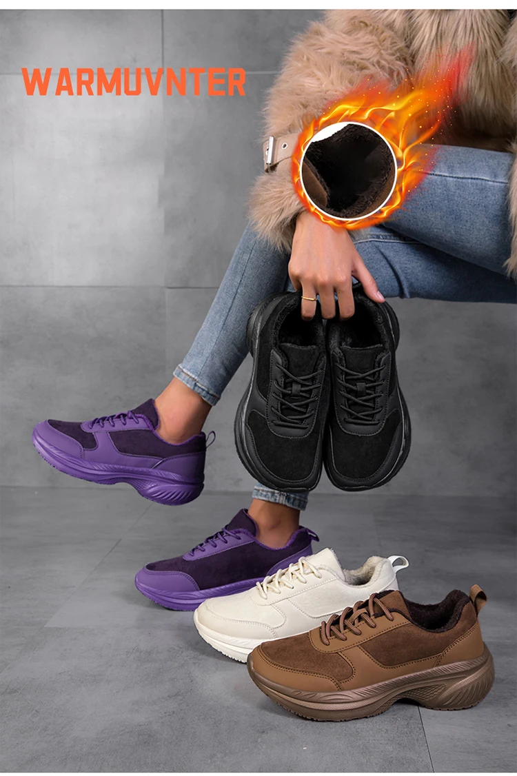 Winter Wide Head Men's Sneakers Unisex Barefoot Comfortable Big Size Warm Casual Shoes Non-slip Hiking Shoes Minimalist Shoes