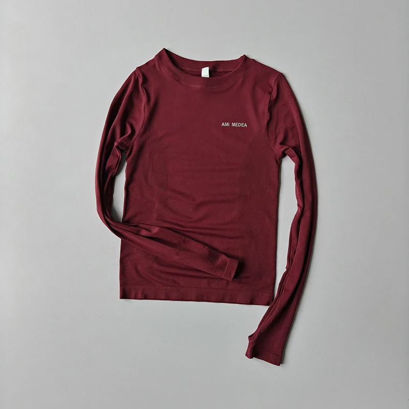 Women's Seamless Long Sleeve Fitness T-shirt Sports Elastic Yoga Gym Top Training Running Activewear Workout Shirt Pilates Tops