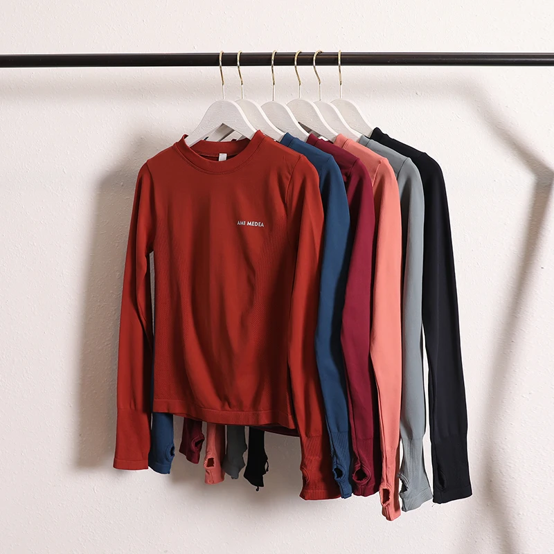 Women's Seamless Long Sleeve Fitness T-shirt Sports Elastic Yoga Gym Top Training Running Activewear Workout Shirt Pilates Tops