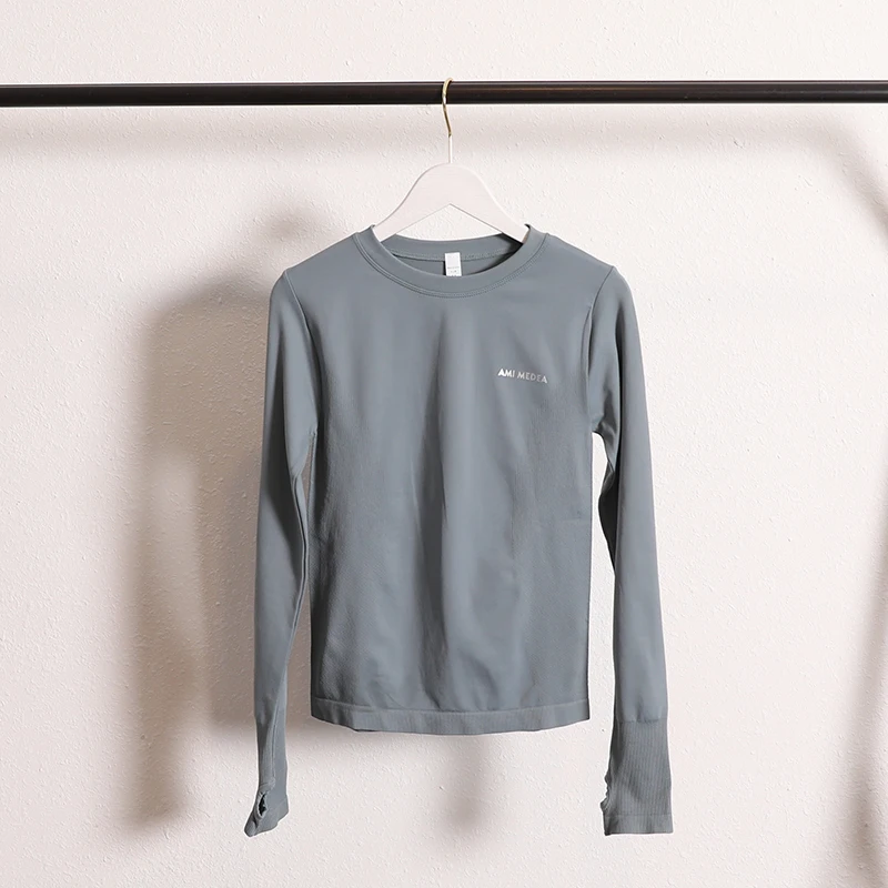 Women's Seamless Long Sleeve Fitness T-shirt Sports Elastic Yoga Gym Top Training Running Activewear Workout Shirt Pilates Tops