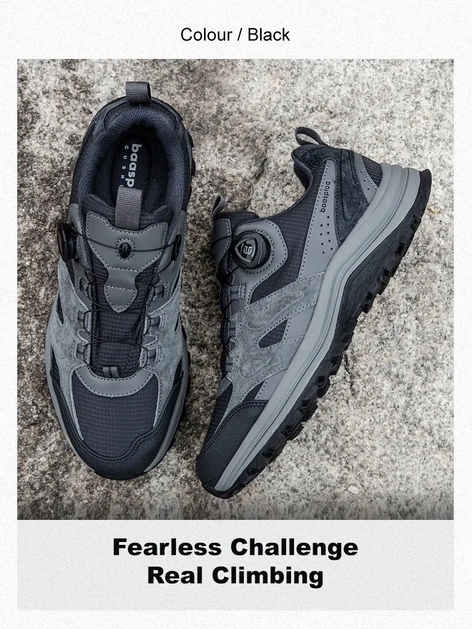 Baasploa Men Hiking Shoes Non-Slip Wear Resistant Outdoor Climbing Walking Shoes for Men Comfort Inner Cotton Outdoor Sneakers