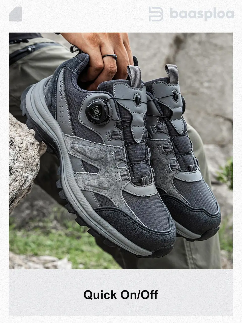Baasploa Men Hiking Shoes Non-Slip Wear Resistant Outdoor Climbing Walking Shoes for Men Comfort Inner Cotton Outdoor Sneakers