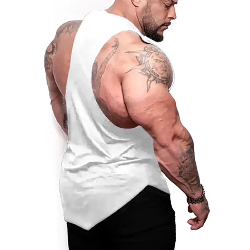 Summer Cotton Gym Fitness Running Sport Y-back Tank Tops Sleeveless Breathable Loose T-Shirts Mens Bodybuilding Muscle Clothing