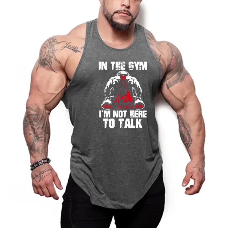Summer Cotton Gym Fitness Running Sport Y-back Tank Tops Sleeveless Breathable Loose T-Shirts Mens Bodybuilding Muscle Clothing