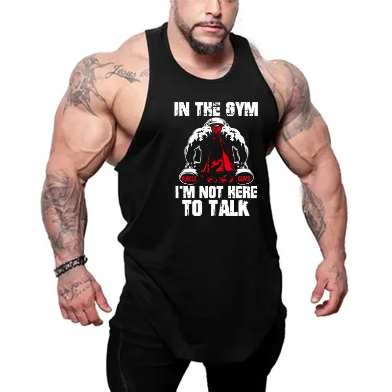 Summer Cotton Gym Fitness Running Sport Y-back Tank Tops Sleeveless Breathable Loose T-Shirts Mens Bodybuilding Muscle Clothing
