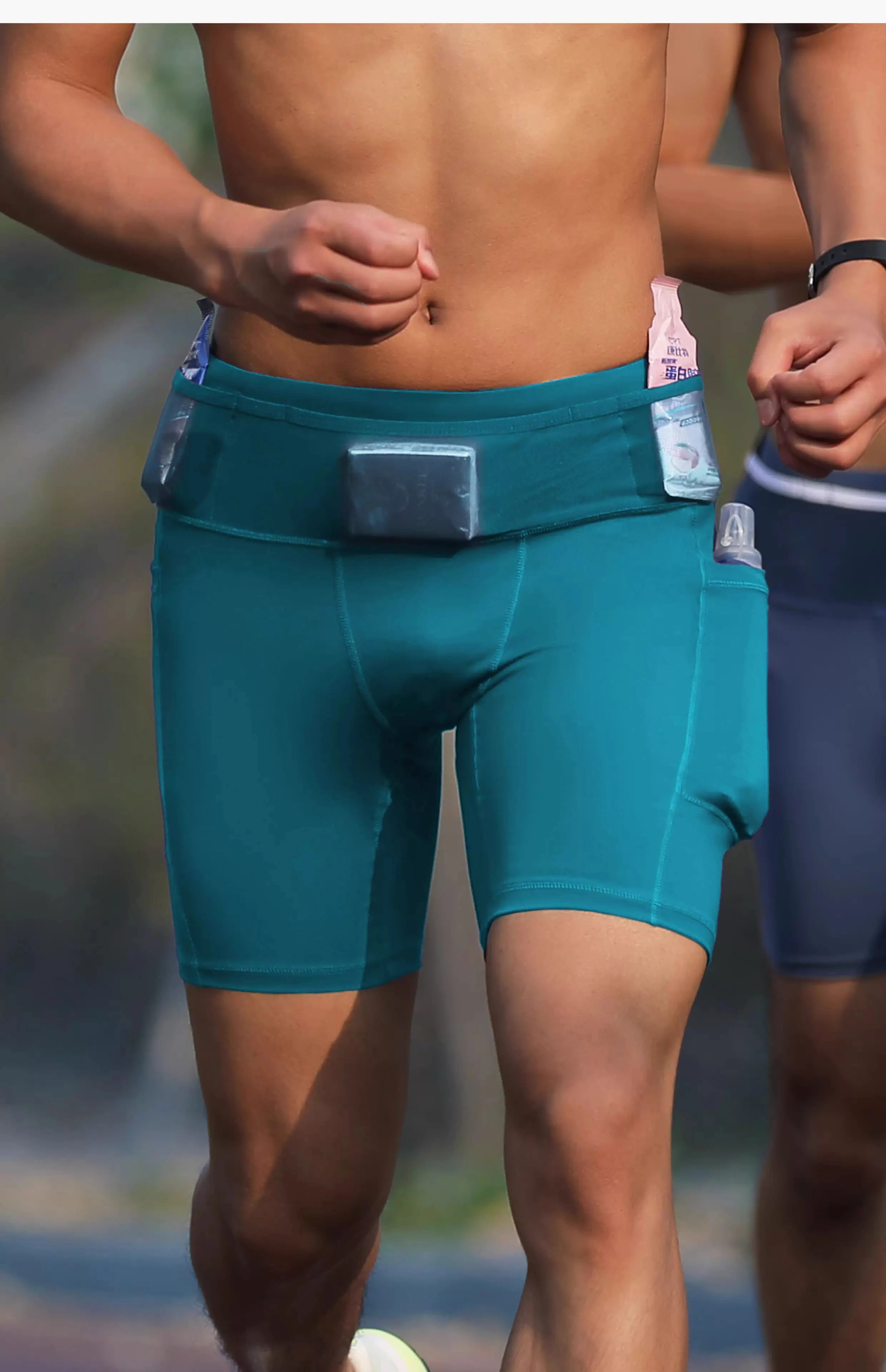 Mens Womens Mul-Pockets Compression Marathon Running Shorts Exercise Training Jogging Cycling Fitness Tights Shorts Quick Drying