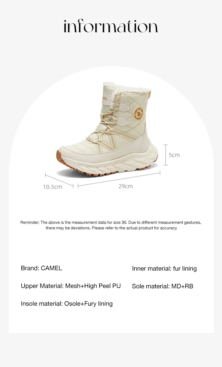 GOLDEN CAMEL Outdoor Snow Boots for Woman Winter Plus Velvet Warm Waterproof Non-slip Hiking Boots 2026 New Fashion Cotton Shoes