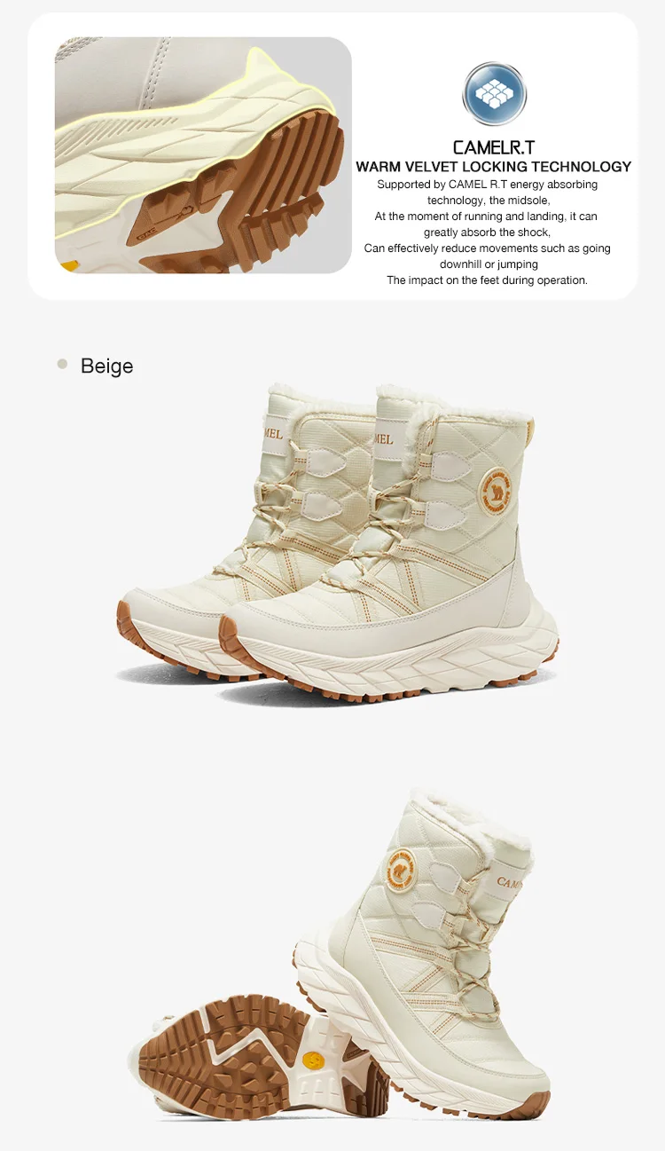 GOLDEN CAMEL Outdoor Snow Boots for Woman Winter Plus Velvet Warm Waterproof Non-slip Hiking Boots 2026 New Fashion Cotton Shoes