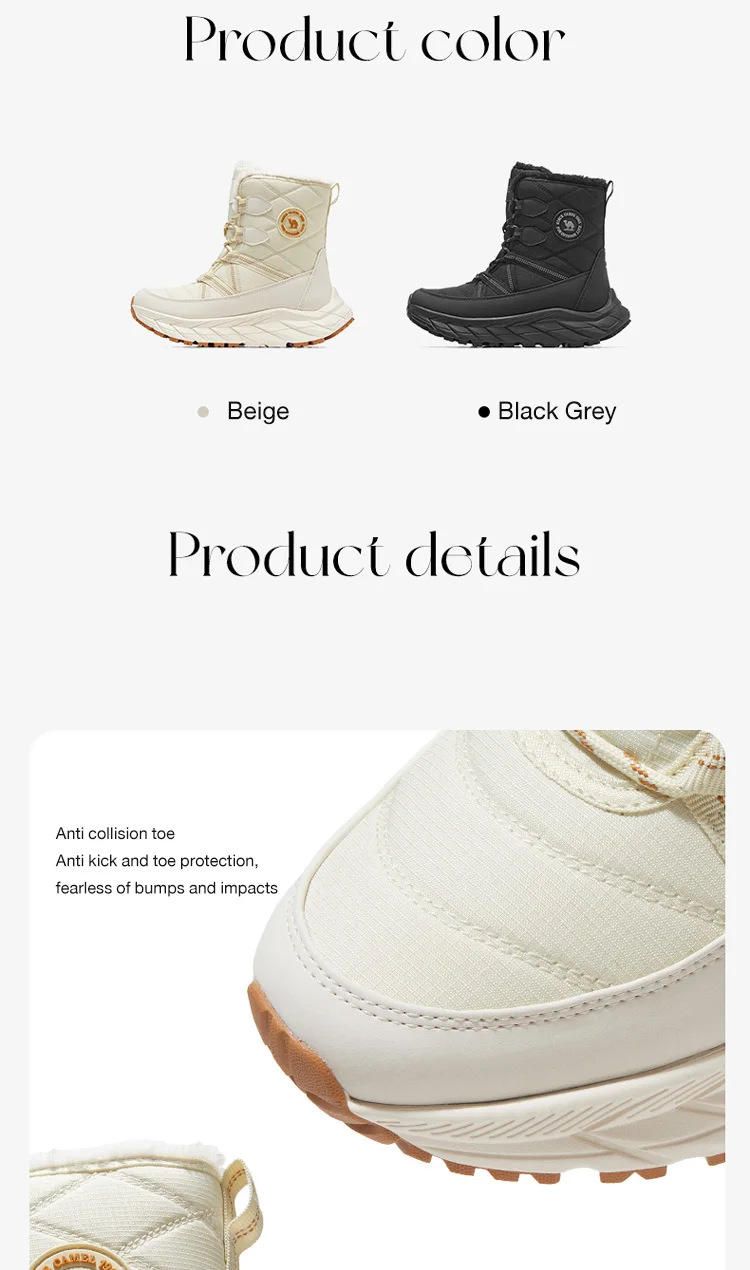 GOLDEN CAMEL Outdoor Snow Boots for Woman Winter Plus Velvet Warm Waterproof Non-slip Hiking Boots 2026 New Fashion Cotton Shoes