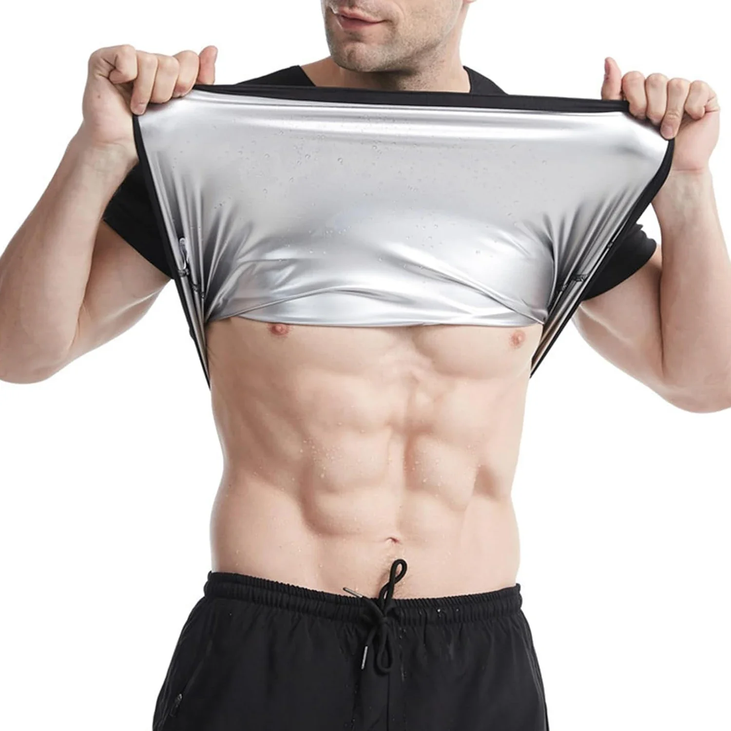 1pcs Sauna Sweat Suit Shapewear Top Short Sleeves Men Performance T-Shirt Comfortable Workout Tee Men's Body