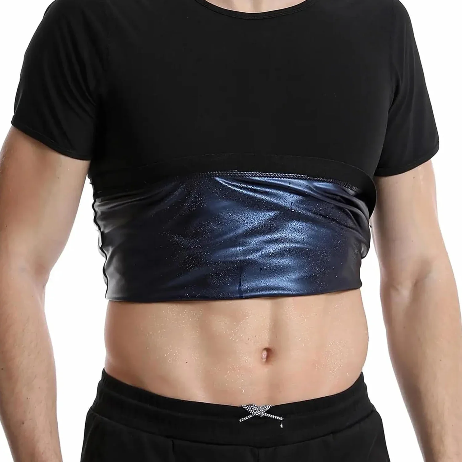 1pcs Sauna Sweat Suit Shapewear Top Short Sleeves Men Performance T-Shirt Comfortable Workout Tee Men's Body