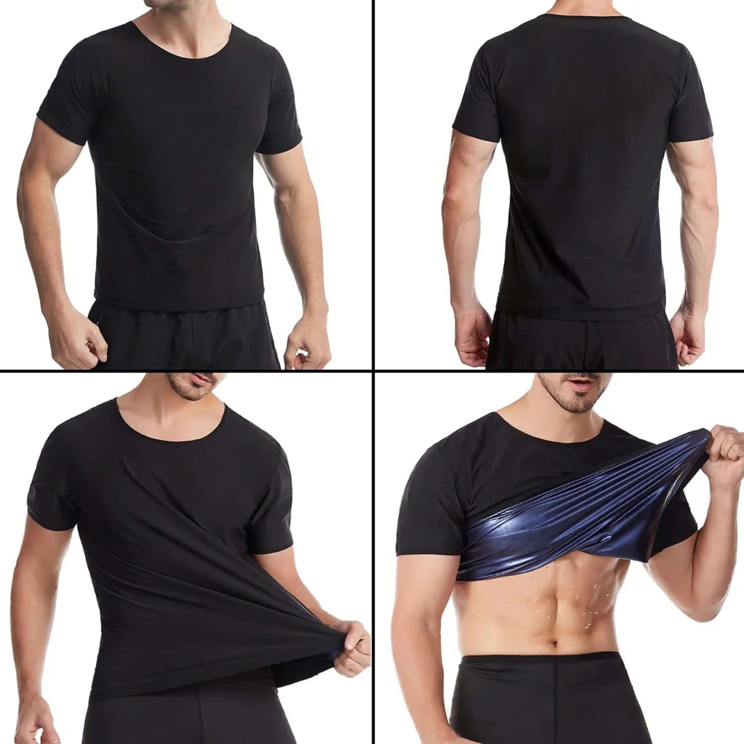 1pcs Sauna Sweat Suit Shapewear Top Short Sleeves Men Performance T-Shirt Comfortable Workout Tee Men's Body