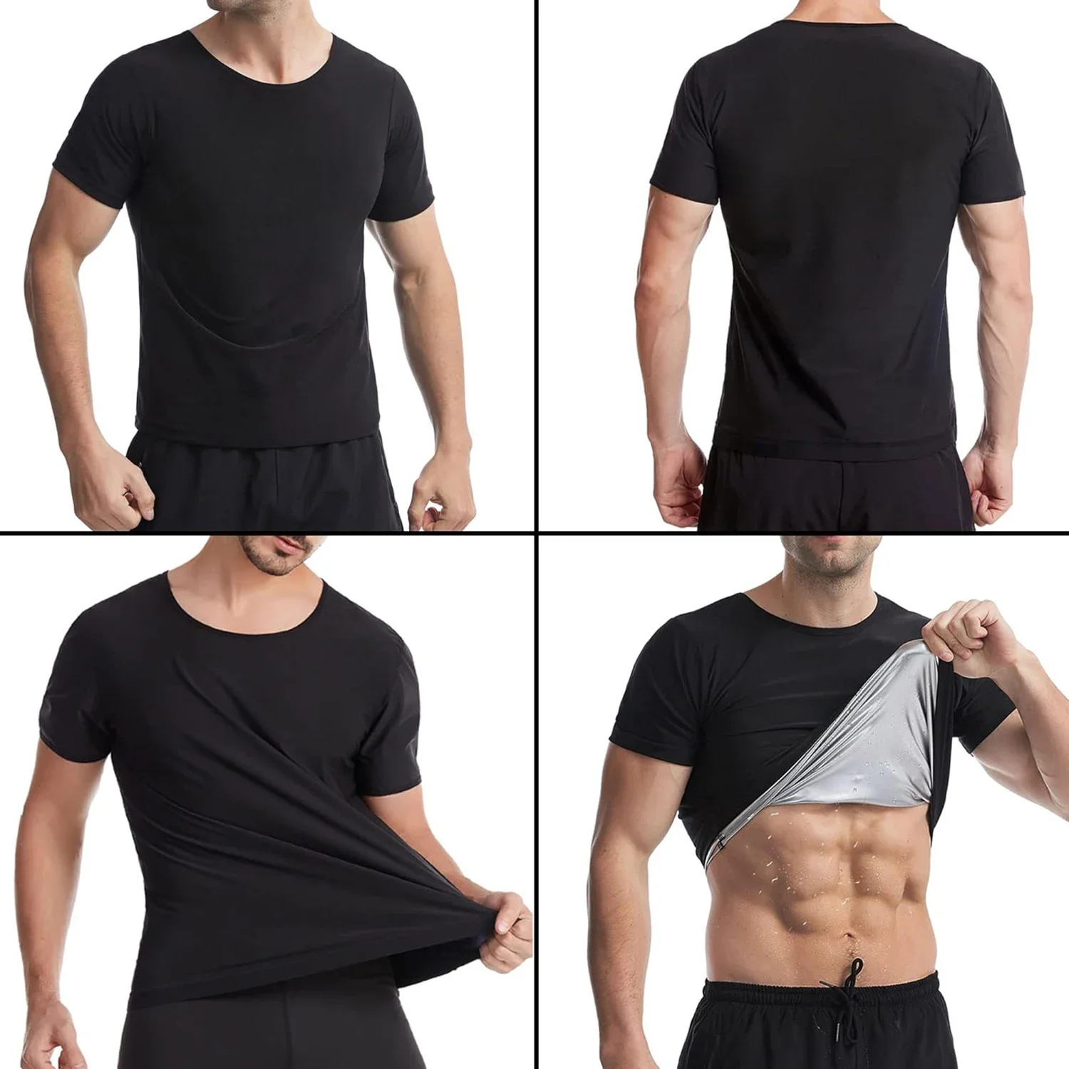 1pcs Sauna Sweat Suit Shapewear Top Short Sleeves Men Performance T-Shirt Comfortable Workout Tee Men's Body