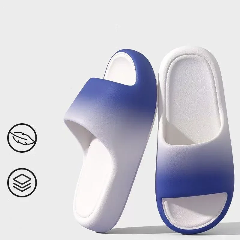 YUYIN Gradually Change Thick Bottom Soft Slippers for Men and Women in Summer Bathroom Non-slip Deodorant Sandals for Home Wear