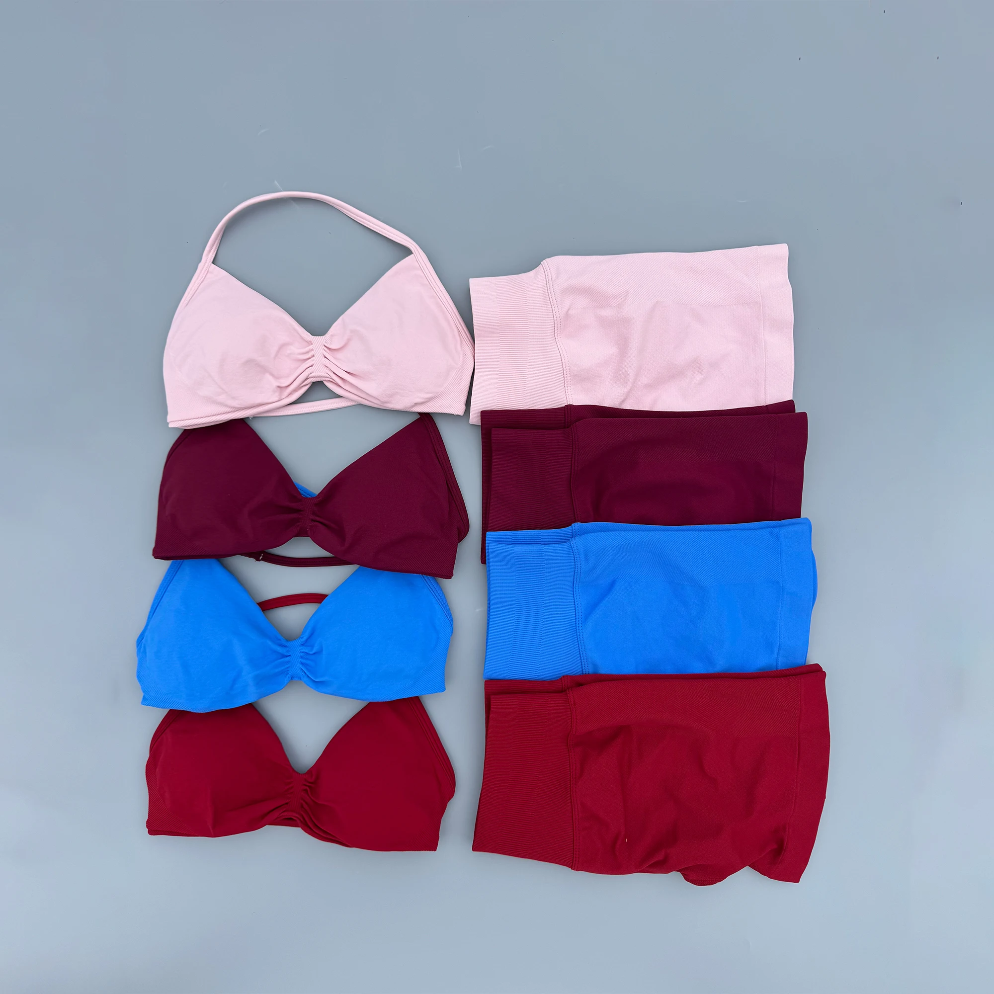 2 Pieces Yoga Gym Set Women Seamless Strappy Yoga Bra High Waist Workout Scrunch Shorts Sports Set Fitness Clothes Sportswear