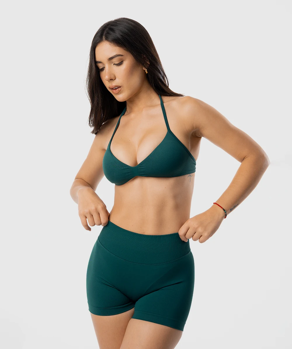 2 Pieces Yoga Gym Set Women Seamless Strappy Yoga Bra High Waist Workout Scrunch Shorts Sports Set Fitness Clothes Sportswear