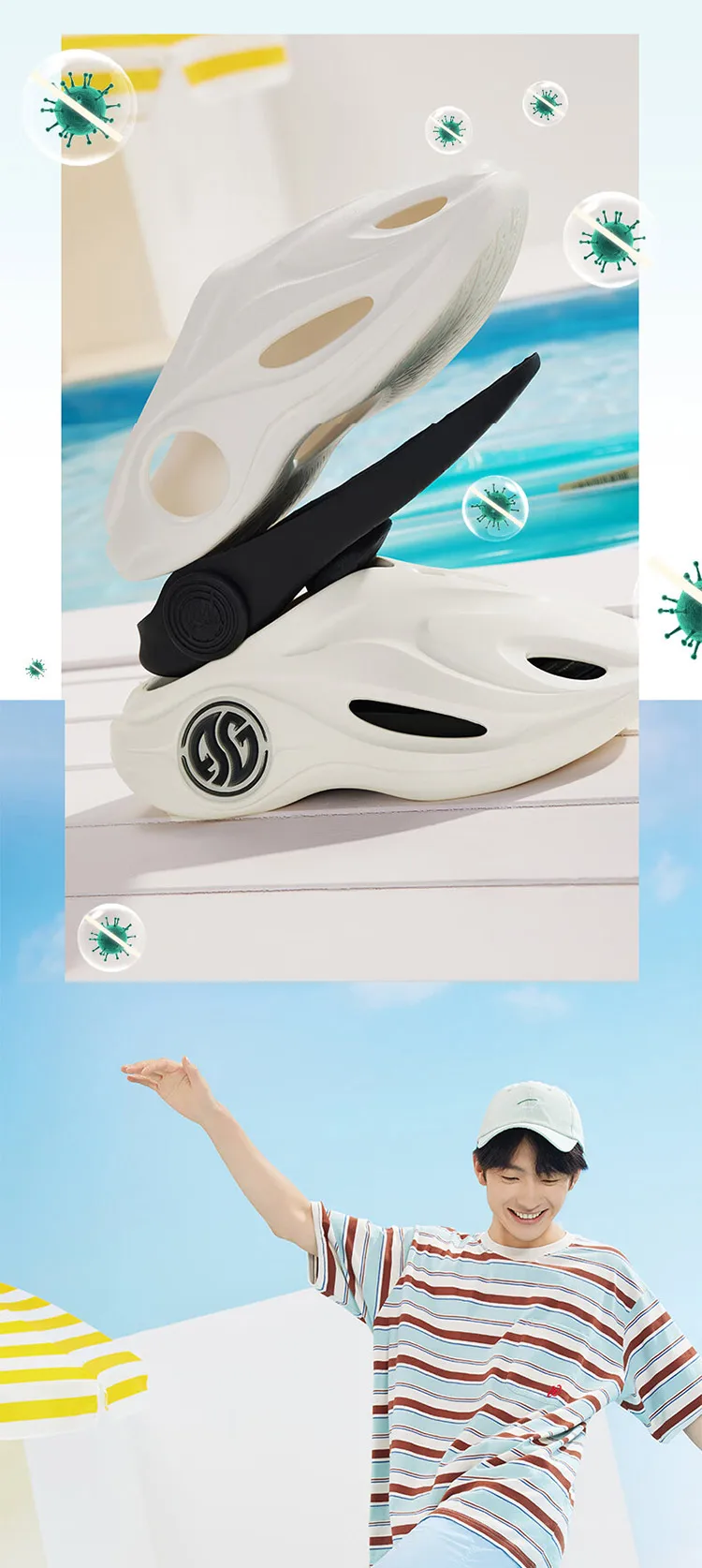 361 Degrees AG Whale 2 Men and Women's Trendy Slippers Anti-slip Deodorization Soft Comfortable Thick Bottom Slippers 672421103