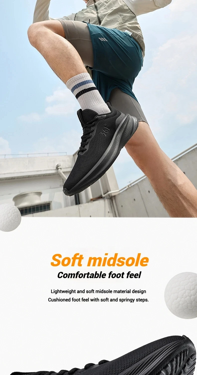 361 Degrees Fengye 5.0 Men's Daily Running Shoes Durable Stable Lightweight Elastic Rebound Breathable Male Sneakers 672542210F